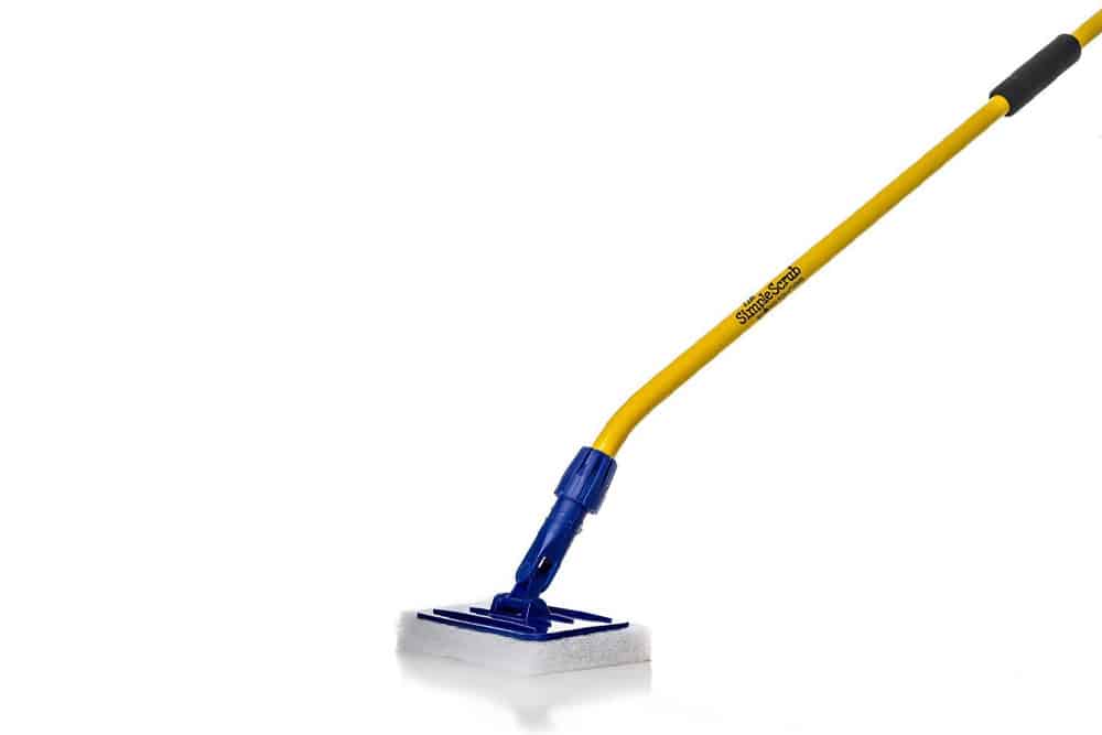 An image of The Simple Scrub, the best multi-purpose long handled brush on the market. This ergonomic cleaning tool is made in Texas.
