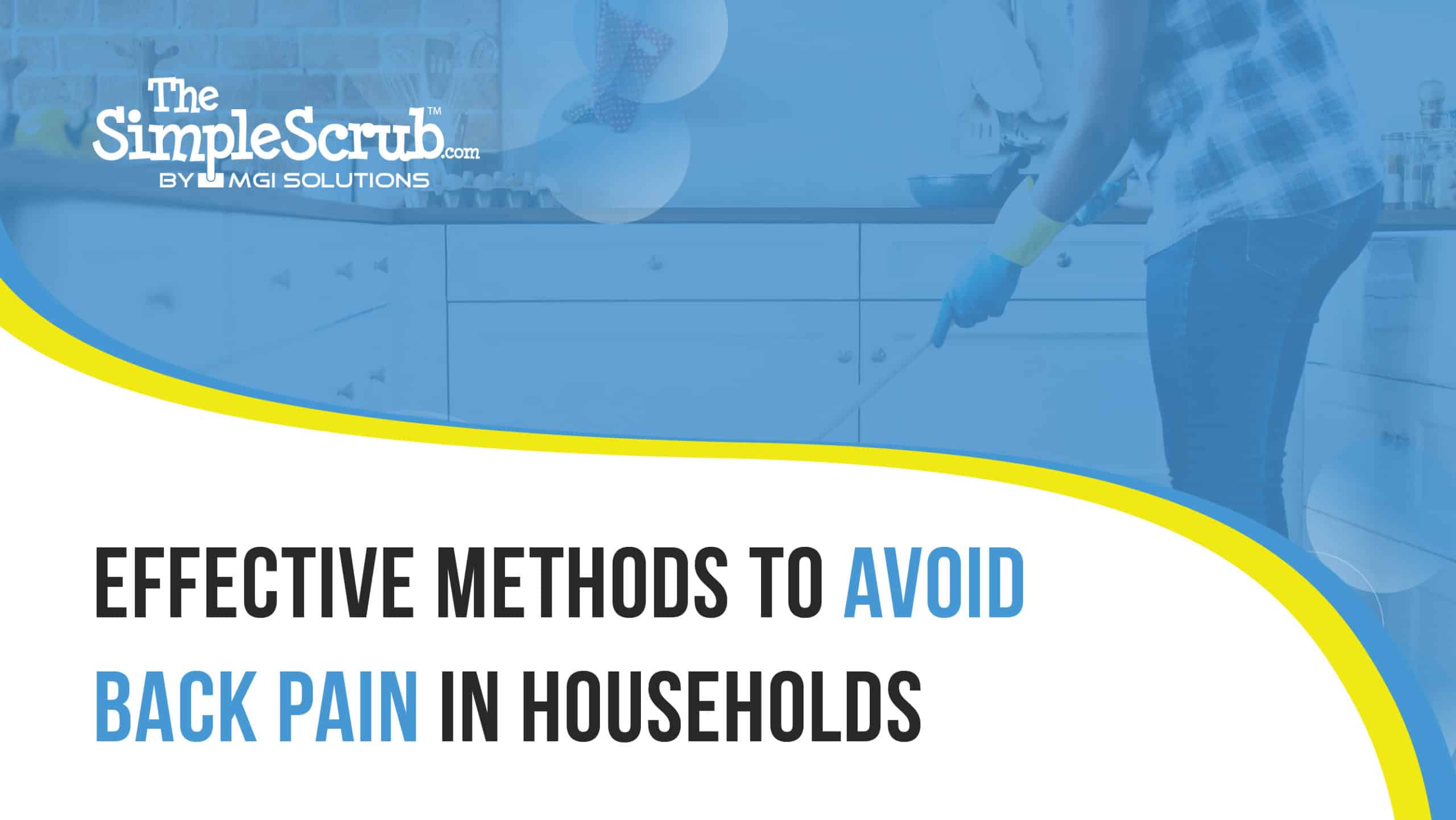 The Simple Scrub blog banner, features an image of a person cleaning their kitchen with text overlay 