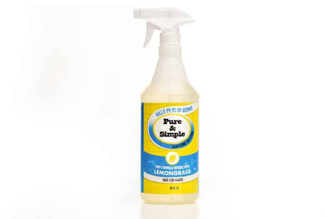 The 32 fluid oz Pure & Simple Lemongrass Sanitizing Spray by The Simple Scrub